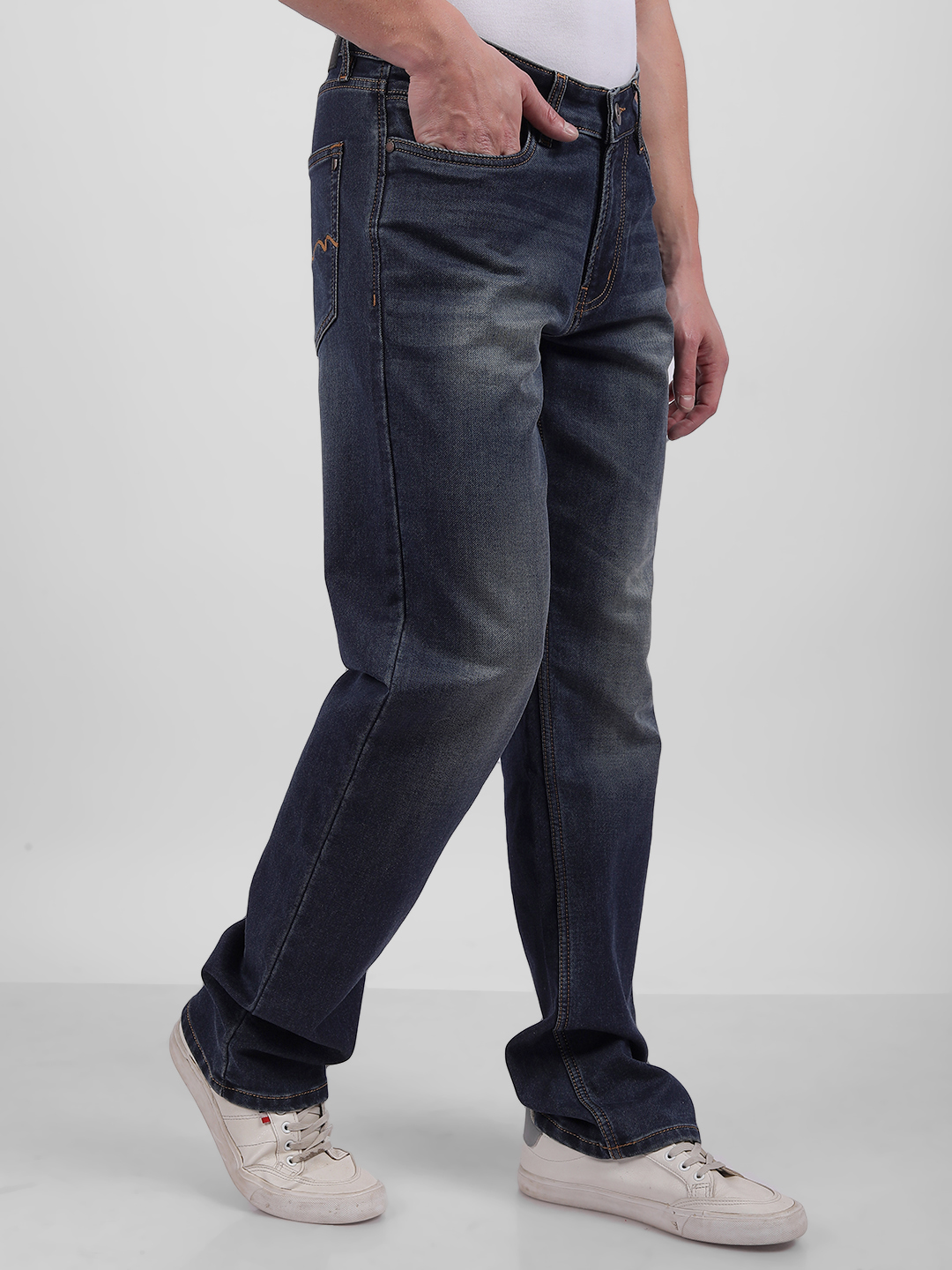 Numero Uno Men Faded Dark Blue Jeans